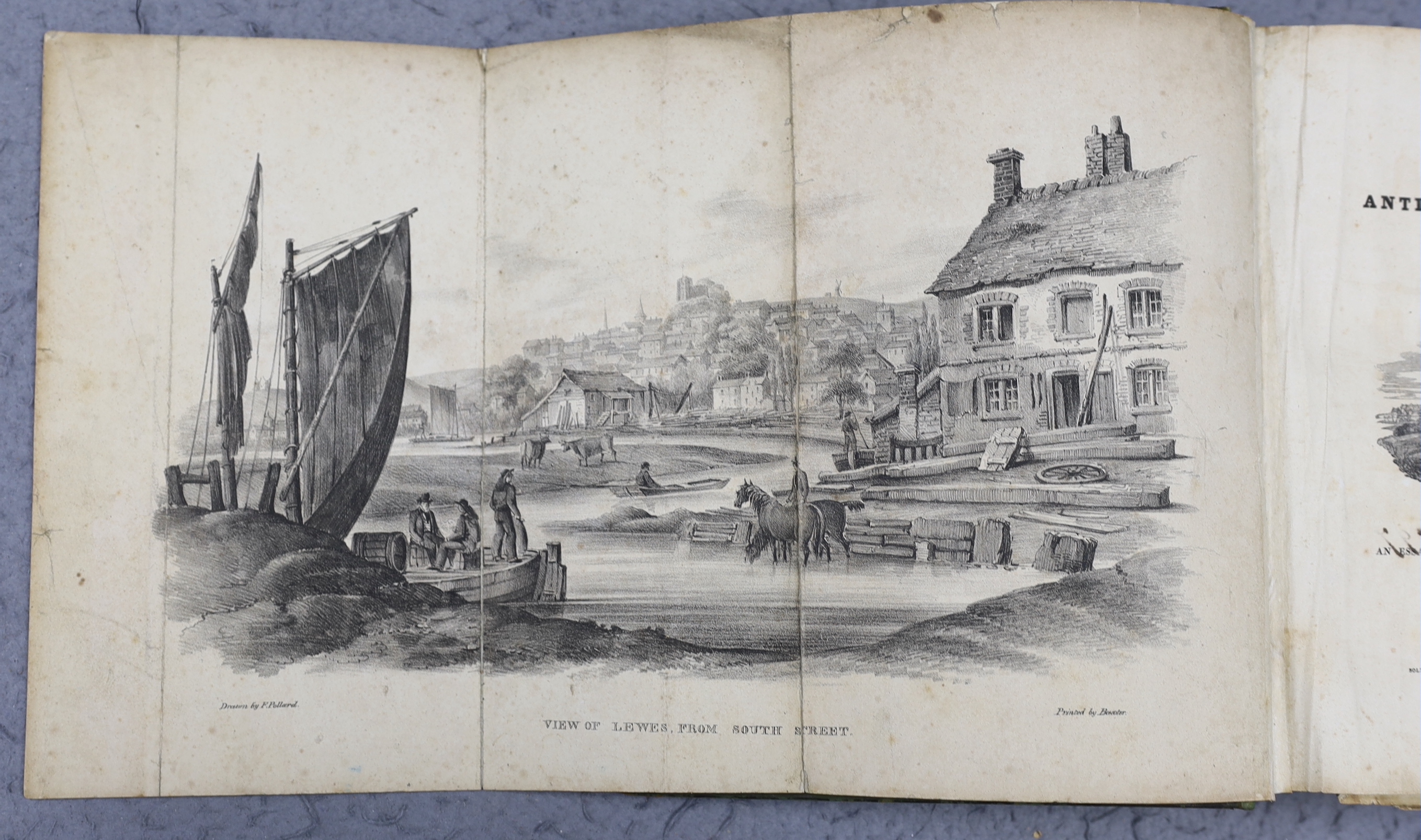 LEWES - Horsfield, Rev. Thomas Walker - The History and Antiquities of Lewes and its Vicinity, 2 vols in 1, 4to, calf, folding frontis, 29 plates, 2 maps, ink presentation inscription to front fly leaf reads - ‘’Presente